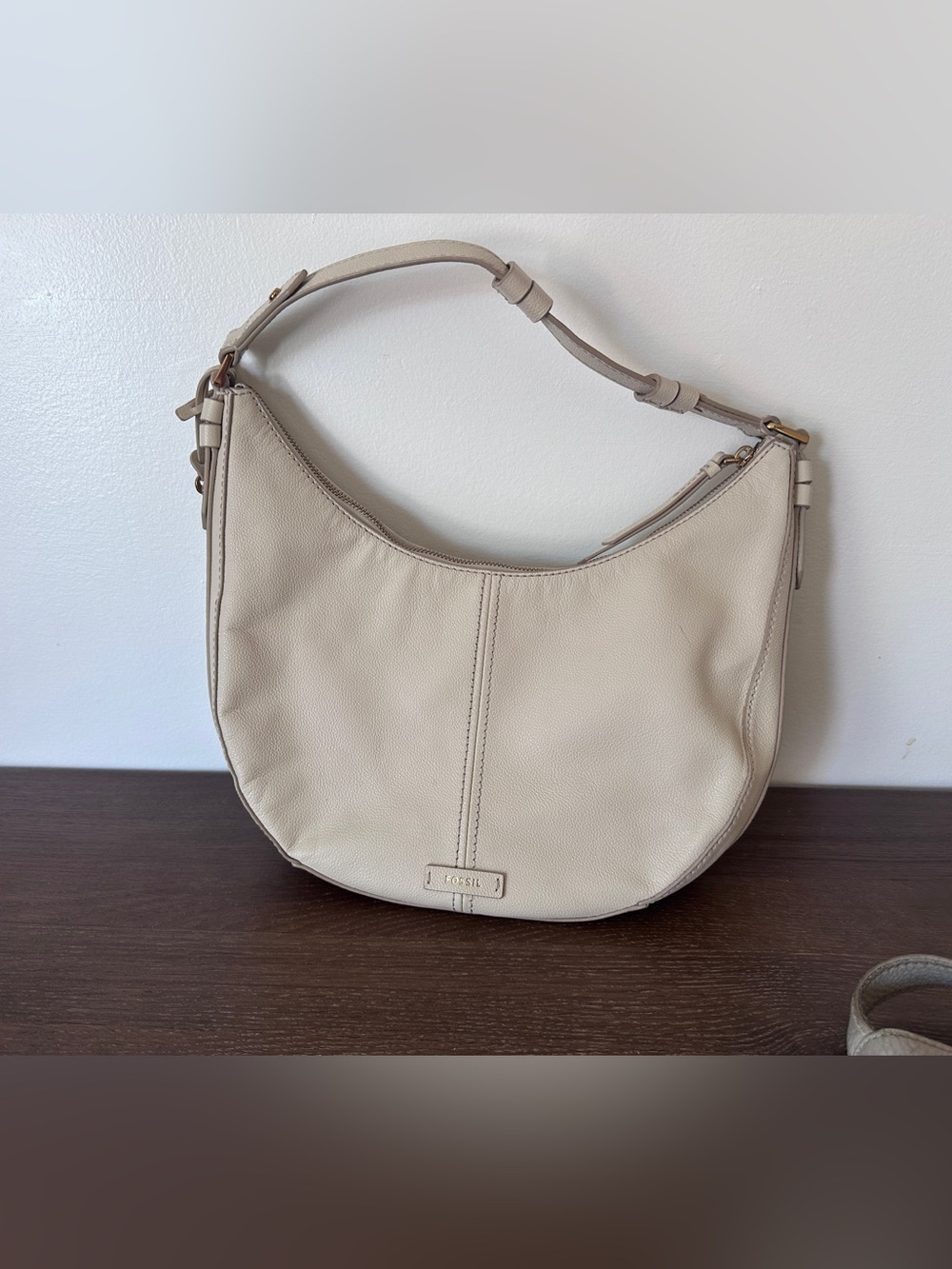 Fossil Cream Pebbled Leather Hobo Bag - Picture 2 of 7